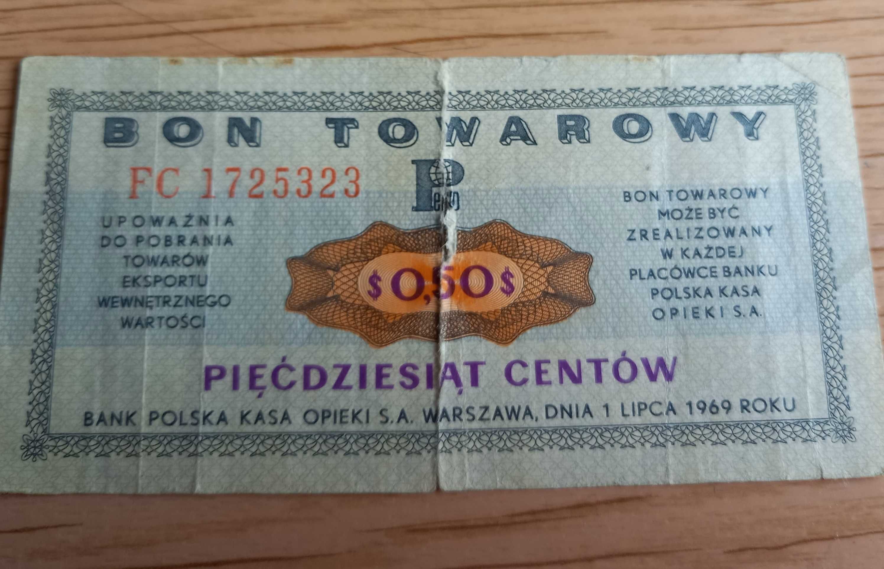 dwa oryginalne bony do Pewexu