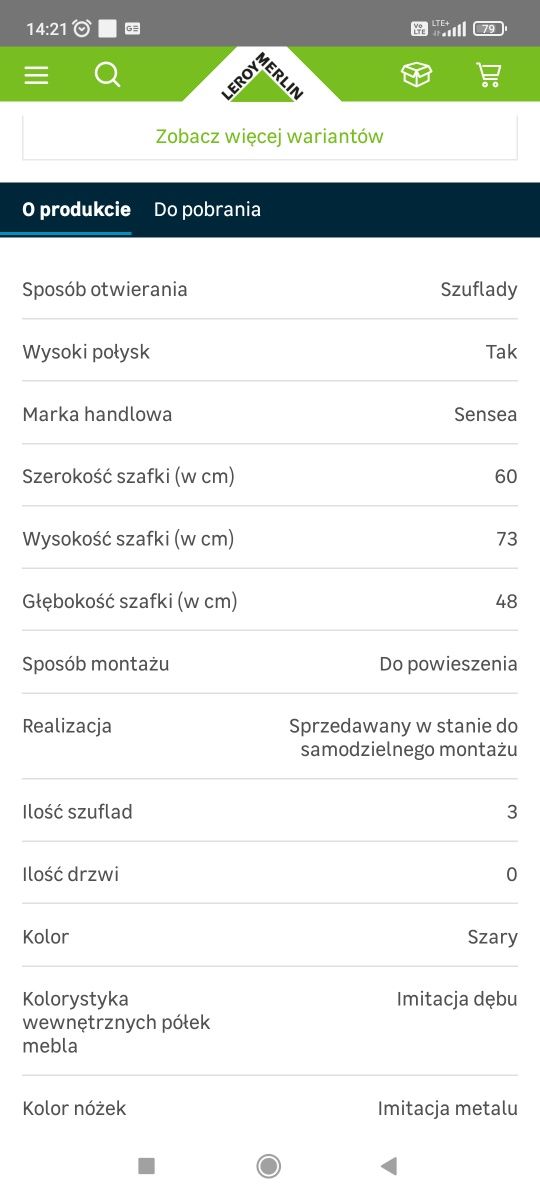 Szafka pod umywalkę 60x73x46  biała