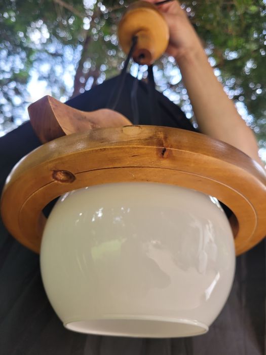 PRL lampa drewniana wisząca