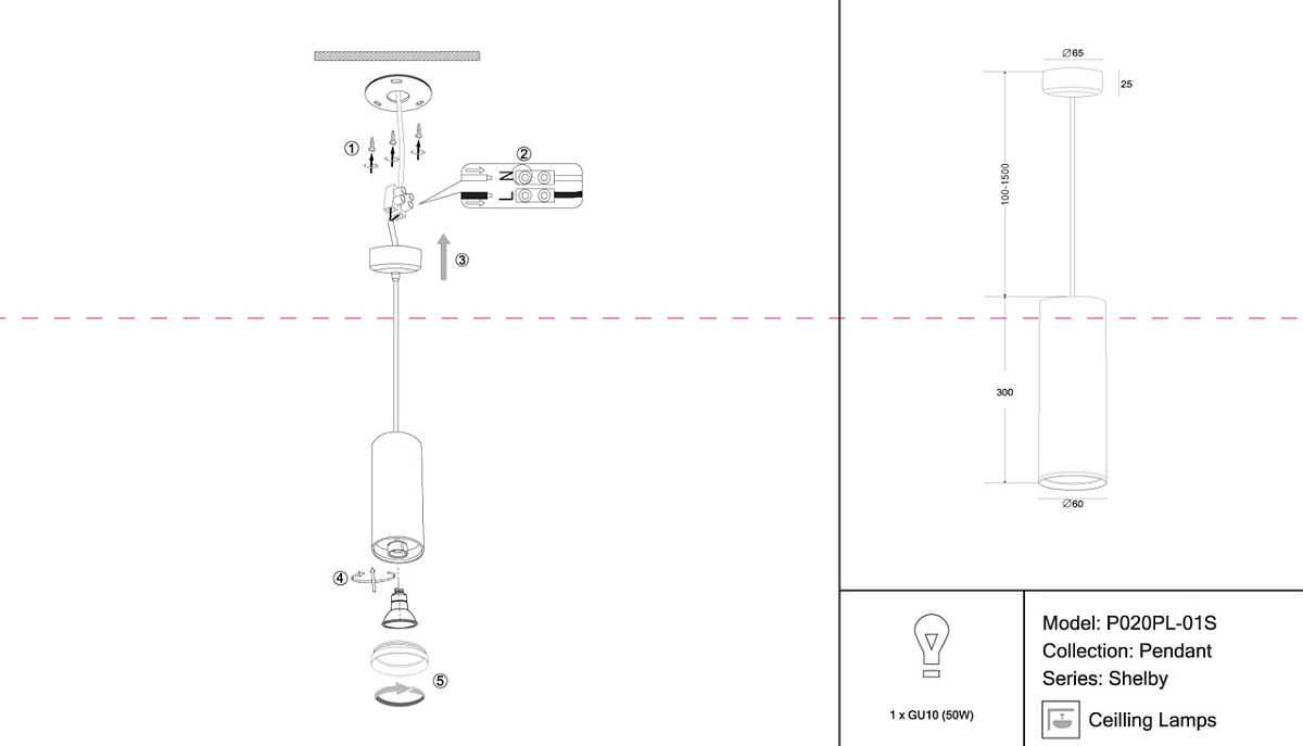 Nowoczesna lampa wisząca sufitowa szczotkowane aluminium tuba Shelby