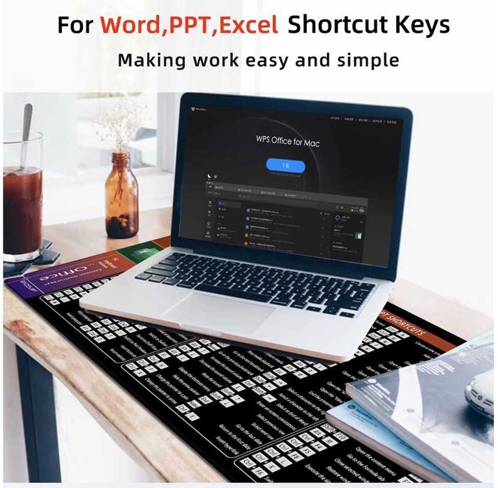 Килимок Office Shortcuts для миші та клавіатури з підказками клавіш