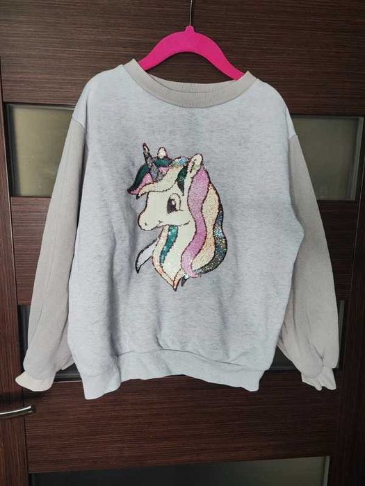 Szara bluza z jednorożcem H&M 122/128 (1)