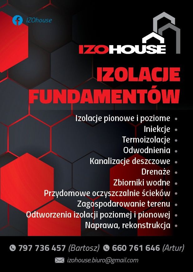 Izolacje fundamentow ,odwodnienia budynków