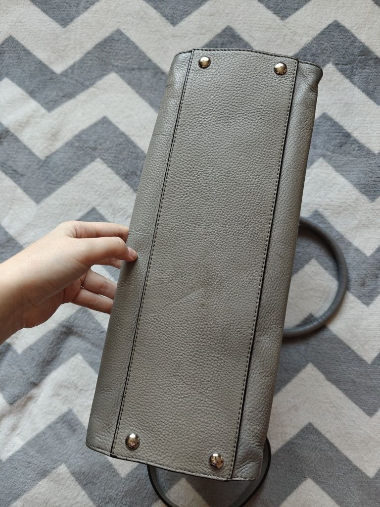 Michael Kors Hamilton szara torebka skórzana skóra naturalna na ramię