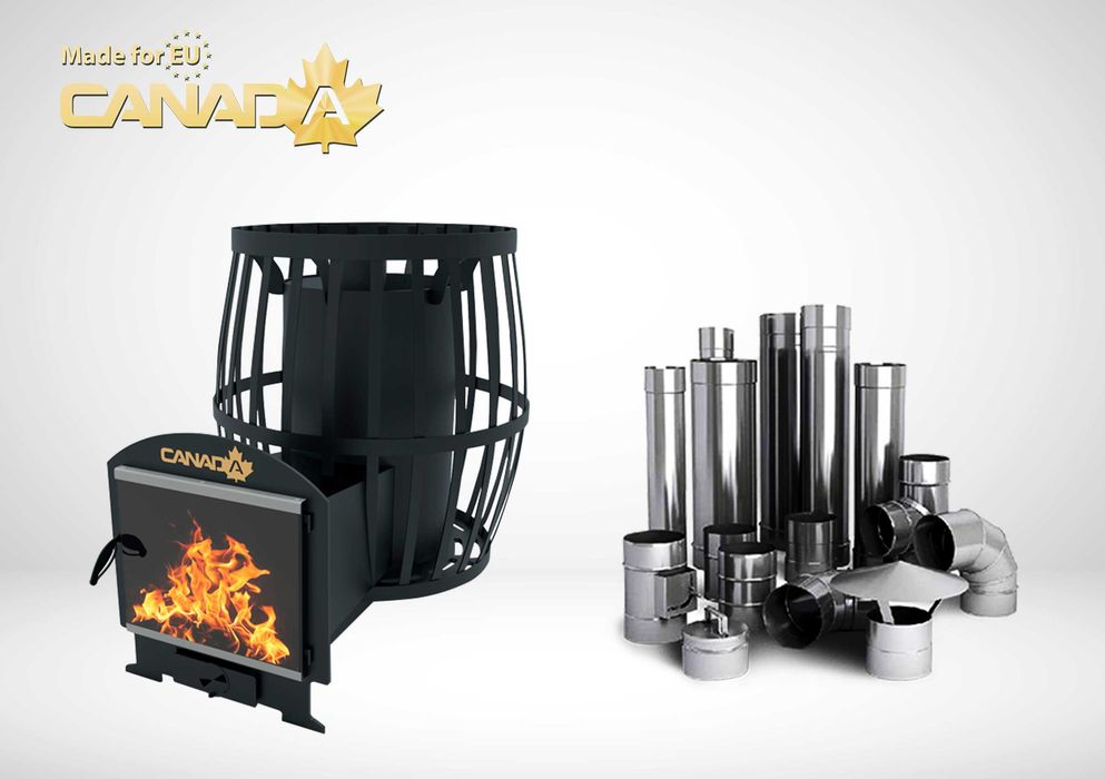 Печь для бани и сауны "Бочка" ТМ "CANADA" + ПОДАРОК