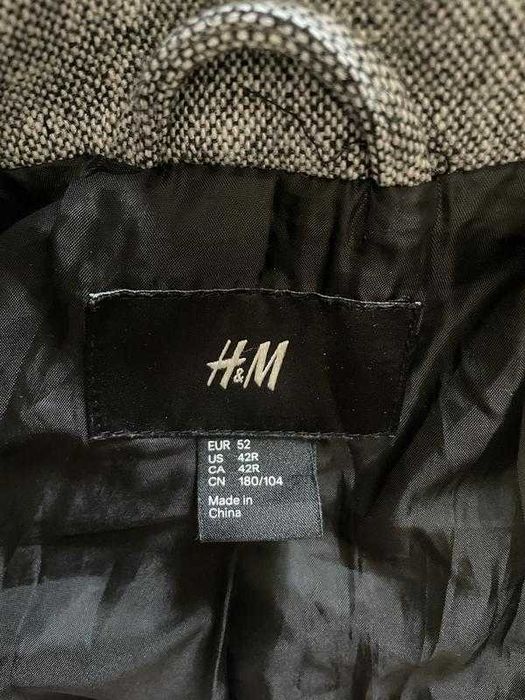 Пальто чоловіче H&M оригінал — сіре, укорочене, пальто піджак