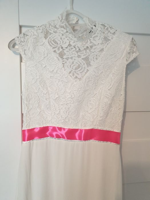 Sukienka slubna biala roz wizytowa r 38 m