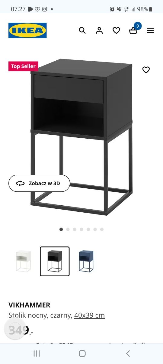 Szafka nocna czarna ikea