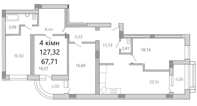 4 комнатная квартира в современном новом жилом комплексе Карат