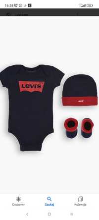 Levi's zestaw body czapka i skarpetki r. 62/68 nowy