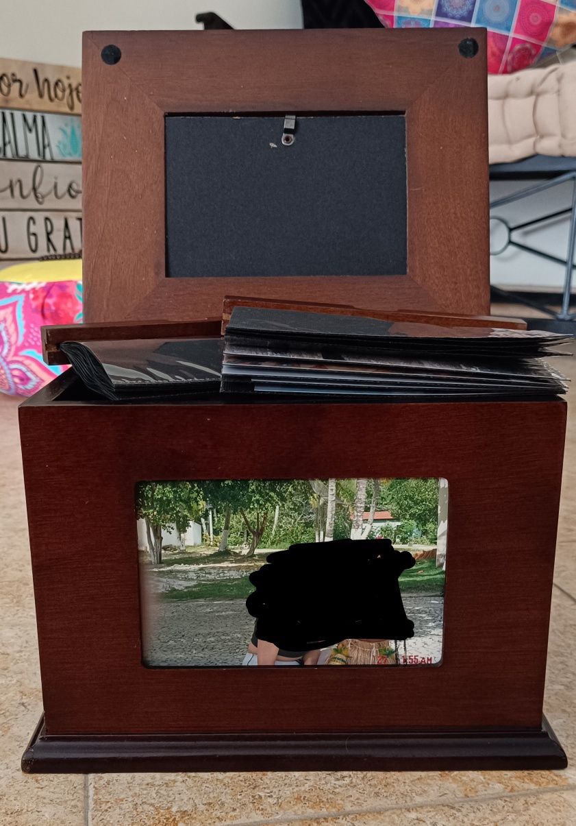 Caixa de madeira álbum  fotográfico