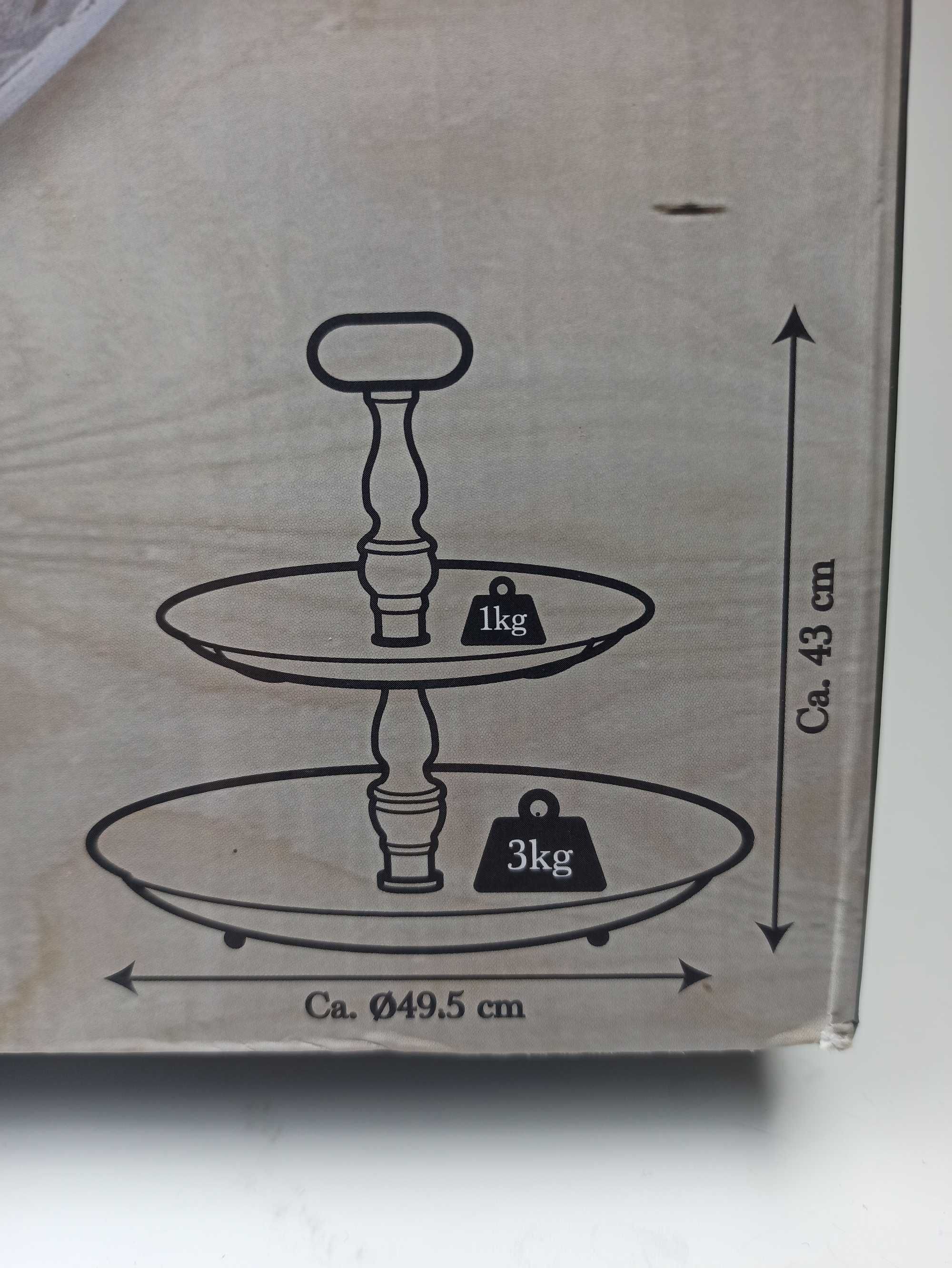 Patera Metalowa Piętrowa 2 Poziomy 49 cm