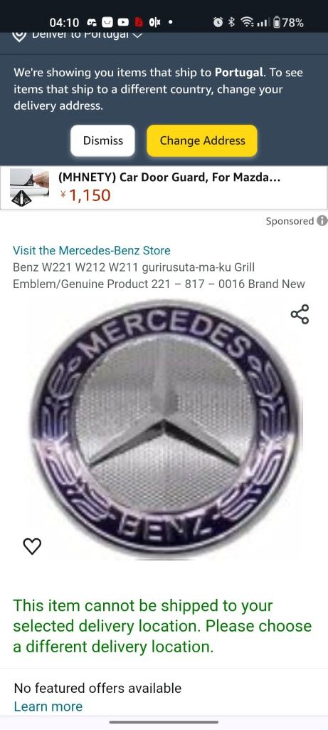 Emblema simbolo logótipo frontal Mercedes W212 W221 W211