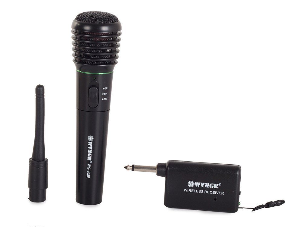 Karaoke Mikrofon Bezprzewodowy + Stacja + Przewód