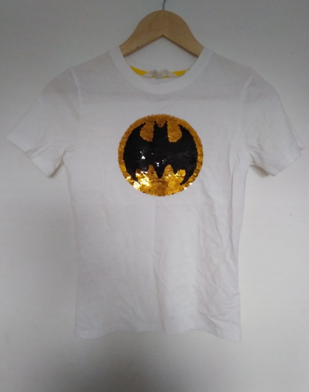 Podkoszulek tshirt h&M cekiny odwracane batman superman 134/140