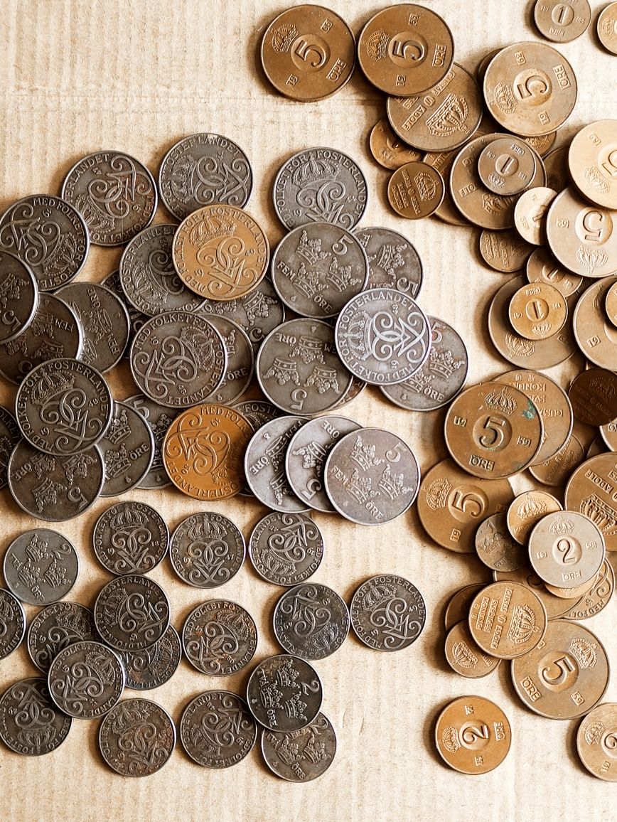Старинные монеты Швеции.Немецкая оккупация,послевоенные