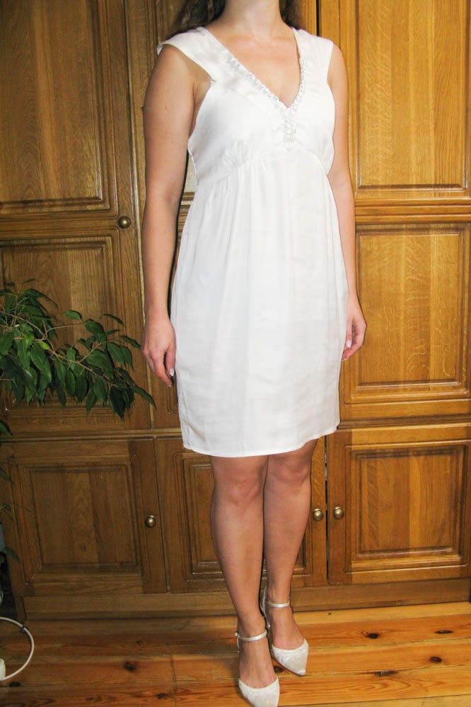 Sukienka biała 38 10 M satyna poprawiny koszulka nocna bride ślubna