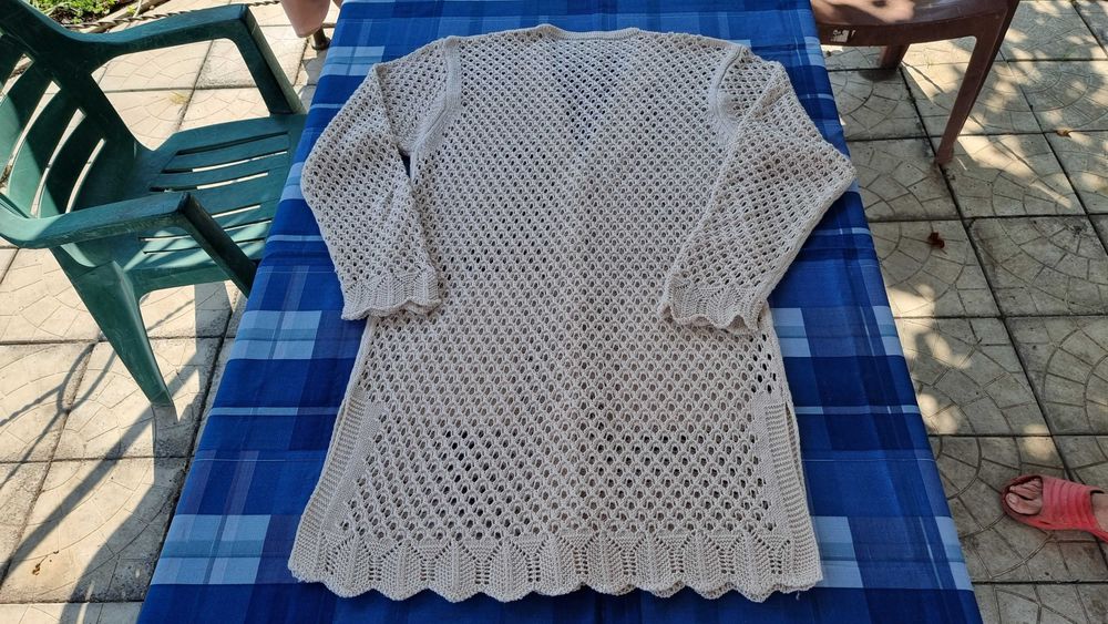 Кардиган летний ажурный, фабричной вязки, светло-бежевый