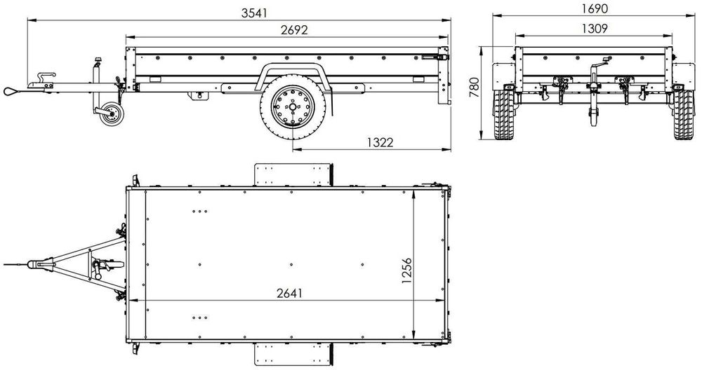 Przyczepka jednoosiowa 264x125 GARDEN 264 KIPP stelaż H800 + pokrowiec