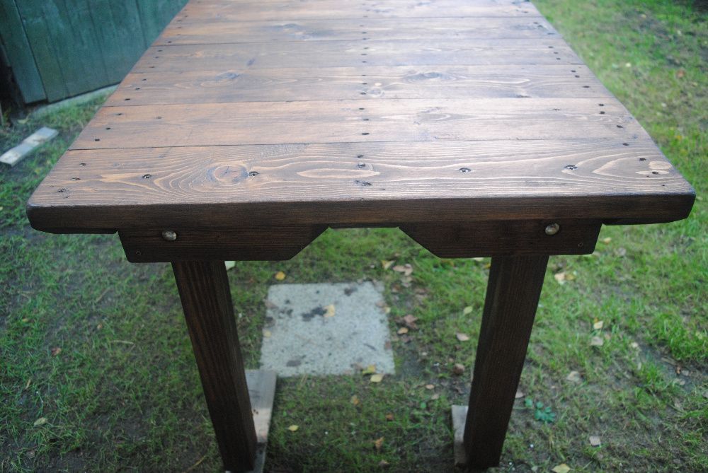 Stół drewniany sosnowy ogrodowy składany palisander recycling ciężki