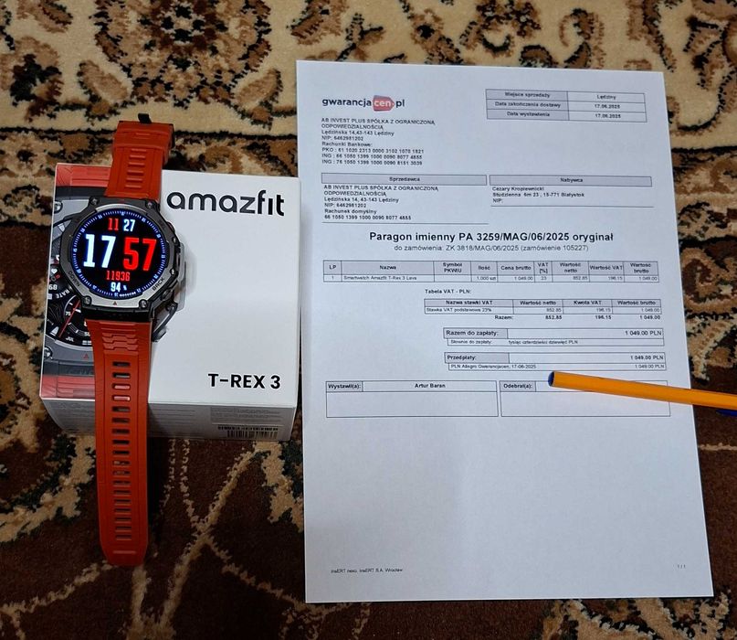Smartwatch AMAZFIT T-Rex 3 Lava czerwony na gwarancji do 17.06.2027