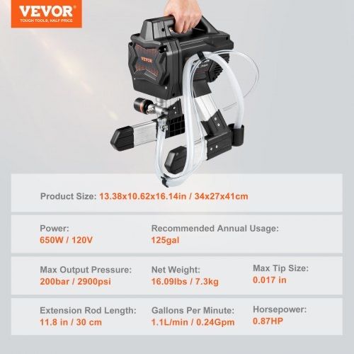 VEVOR Stand Airless Paint Sprayer, 7/8HP 650W Electric Paint Sprayer