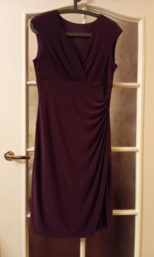 Fioletowa, burgundowa sukienka, rozmiar M, rozciągliwa