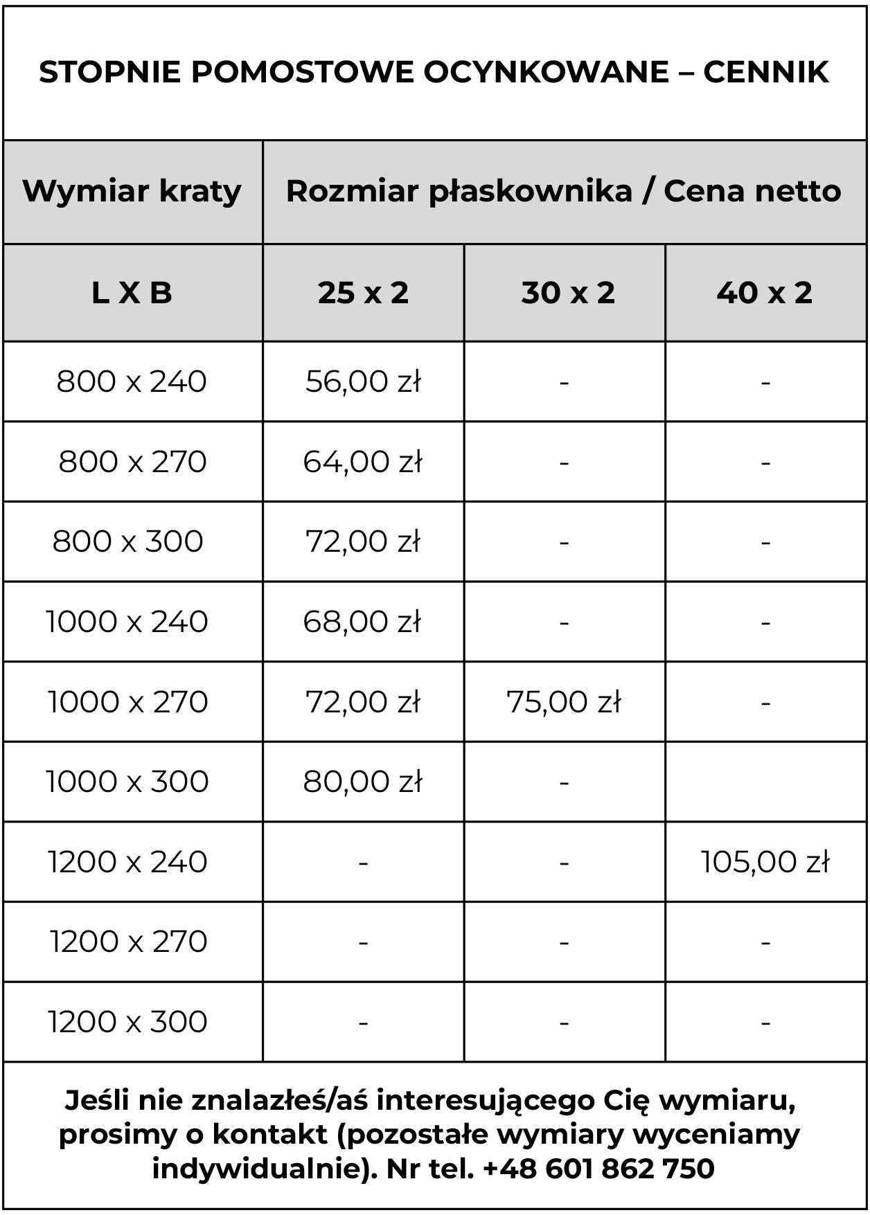 Stopnie schodowe 800x270 25x2 kraty pomostowe, schody. WYSYŁKA 24h