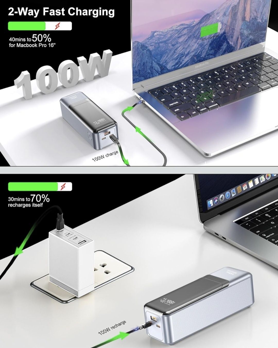 Power Bank для ноутбуків 27000мАч 145W+QC (Повер Банк 145Ватт)