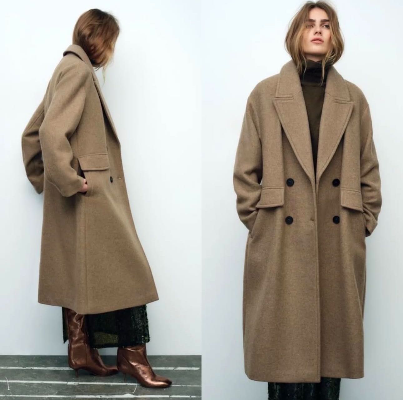 Пальто Zara нове чорне та беж