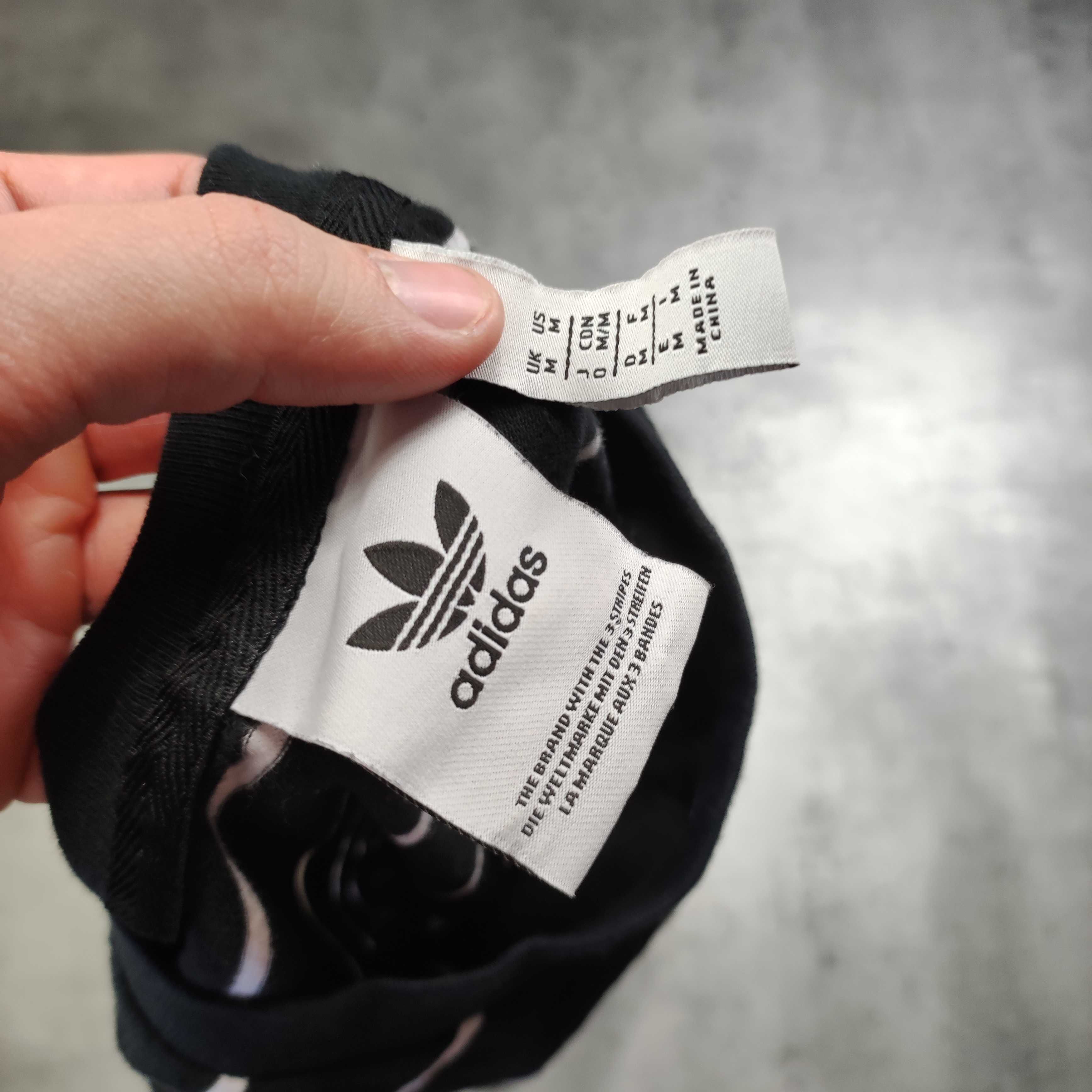 MĘSKA Koszulka Bawełna PREMIUM Czarna w Paski Adidas Haft Logo Casual
