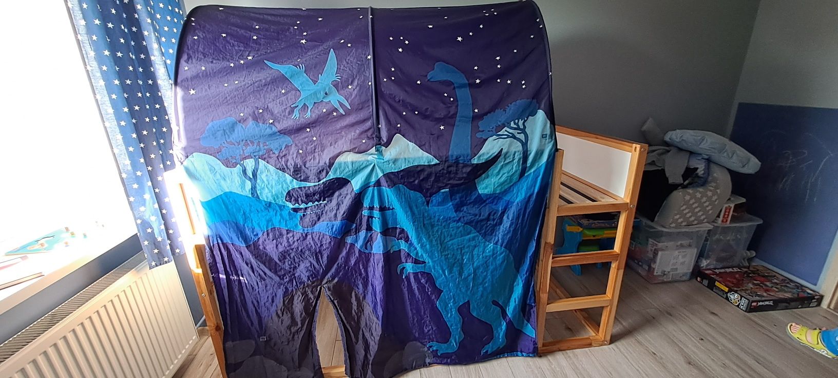 Namiot do łóżka piętrowego dziecięcego KURA z IKEA,dywan z dino GRATIS