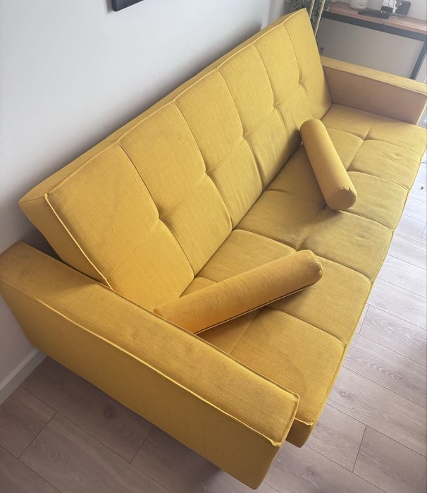 Wersalka pomarańczowa / żółta używana 220x120 sofa łóżko