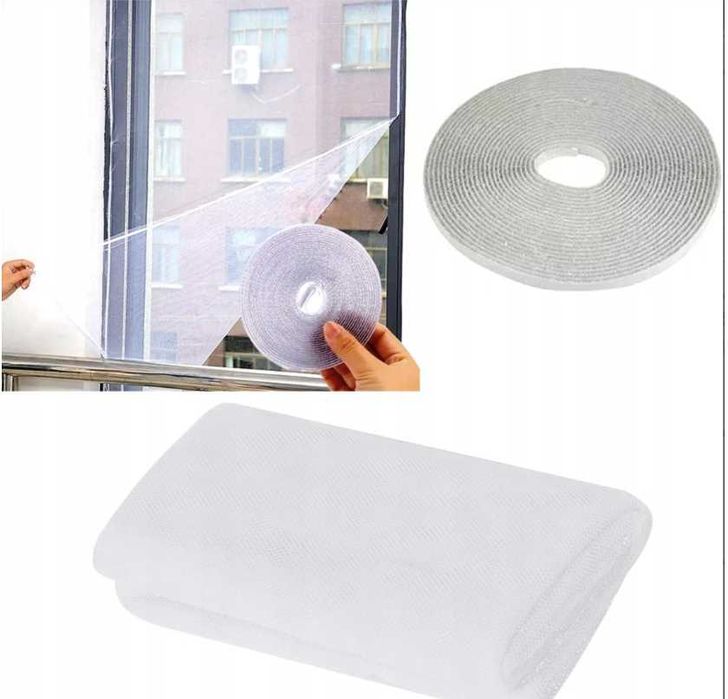 MOSKITIERA  NA OKNO okienna siatka na owady KOMARY + RZEP 150x130cm