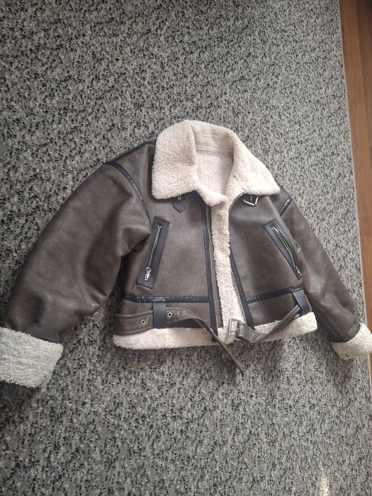 Натуральна дубльонка ,шкіряні вставки з натуральної шкіри