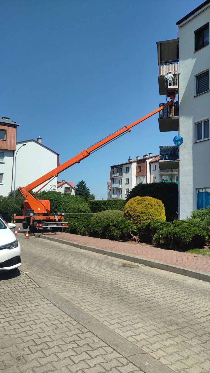 Wycinka drzew, usługi podnośnikiem koszowym 21m zwyżka