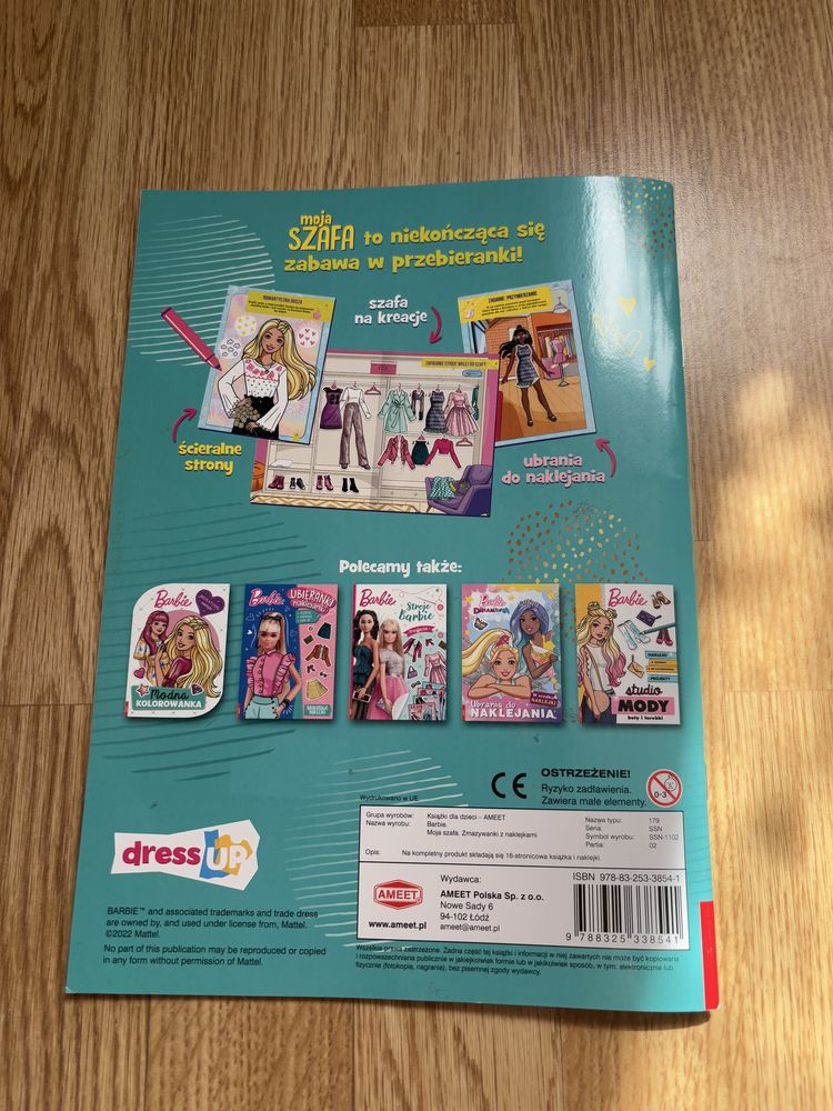 Książka dla dzieci dziewczynek do zabawy Barbie moda