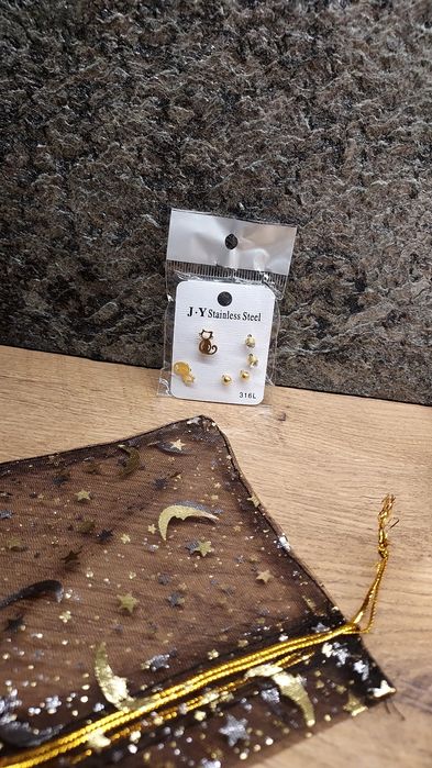 Zestaw 3 par kolczyków kotki i Kuleczki