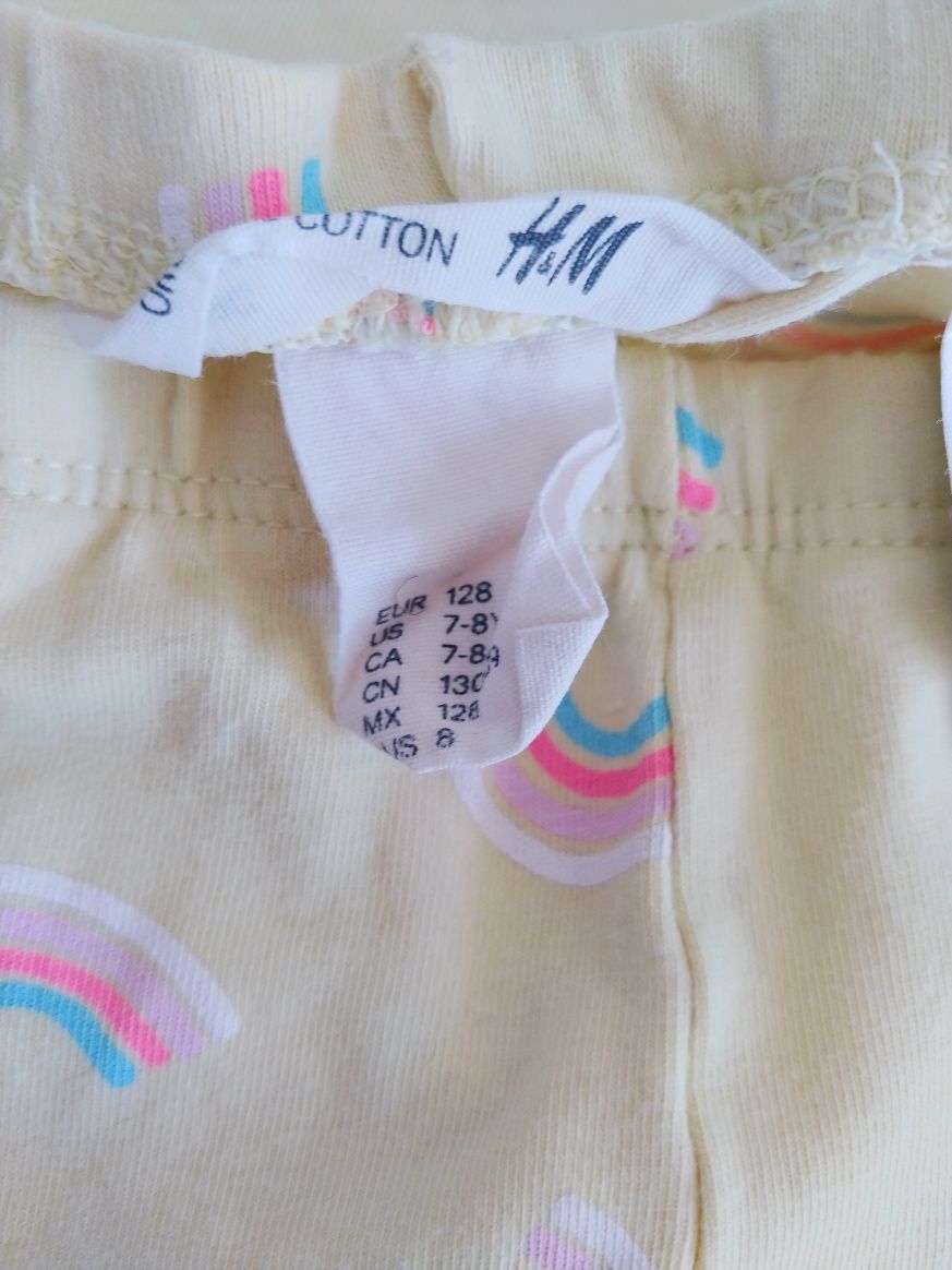 Zestaw bluzeczka legginsy 128 cm H&M tęcza my little pony żółta
