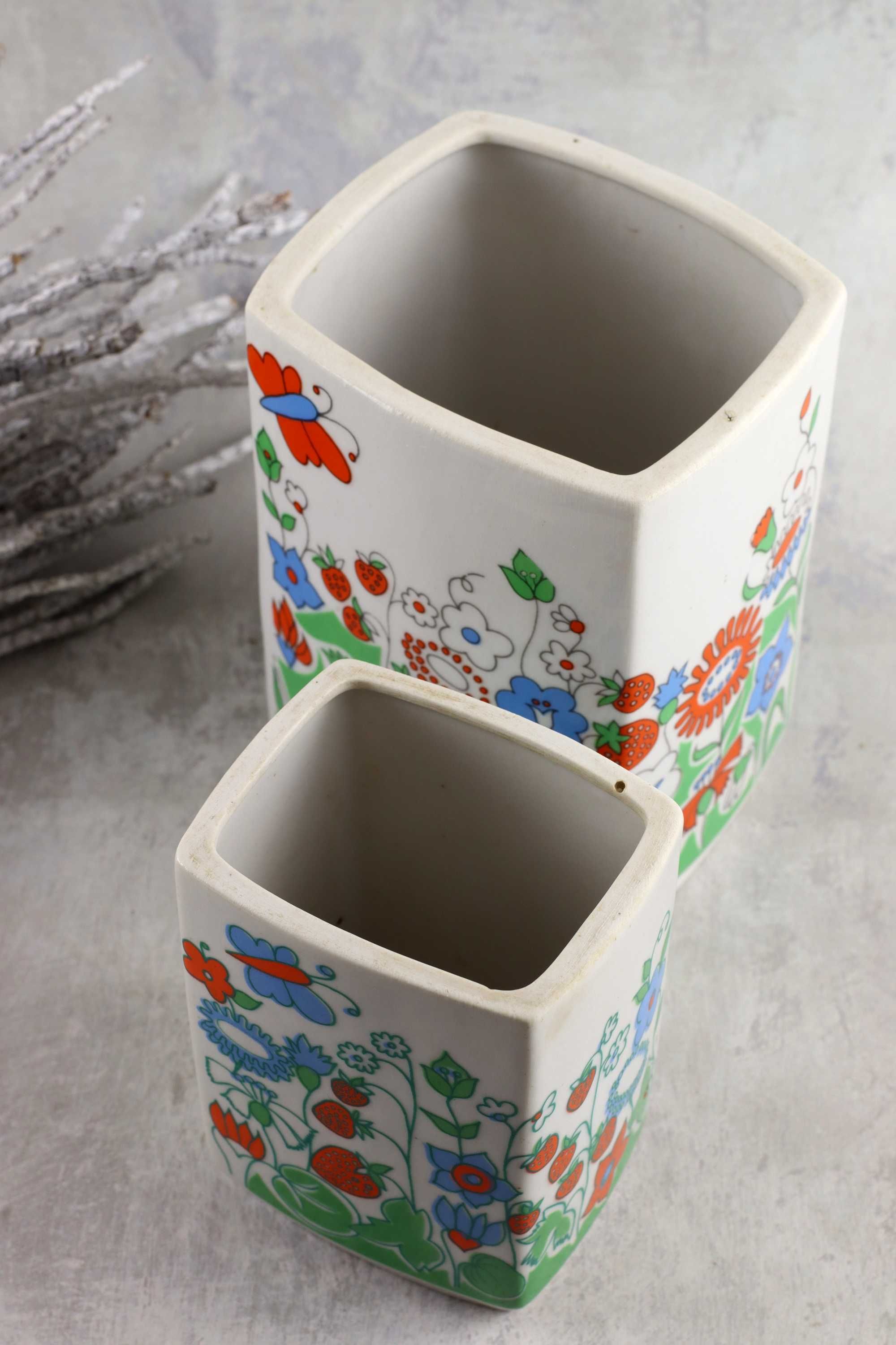 Zestaw dwóch pojemników Bogucice porcelana prl retro vintage pojemnik
