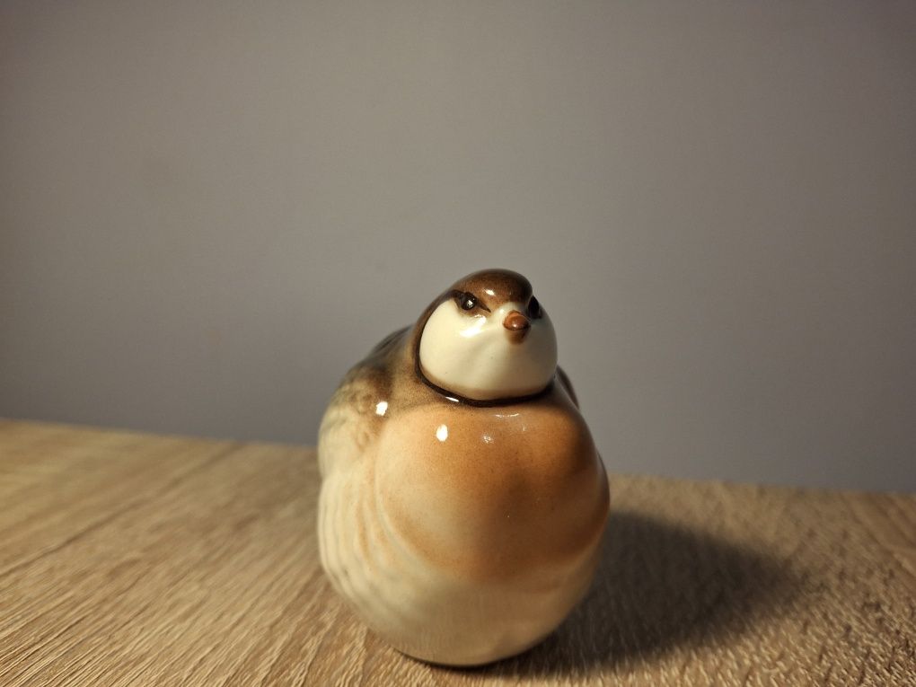 Figurki porcelanowe Łomonosow przepiórka rudzik