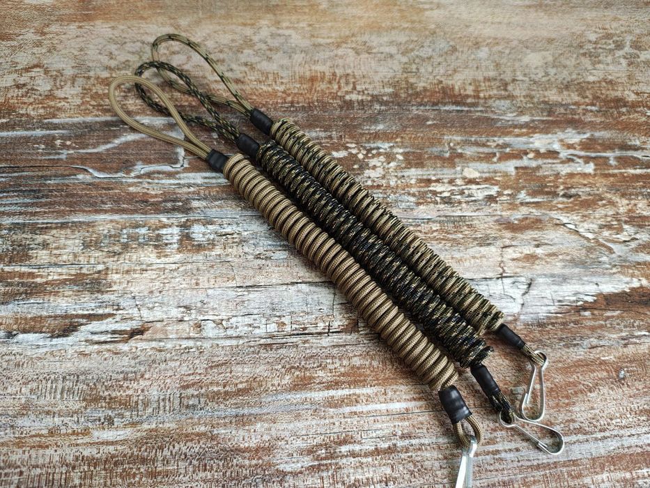 Шнур страховочный тренчик жёсткая петля-карабин койот/олива/черный