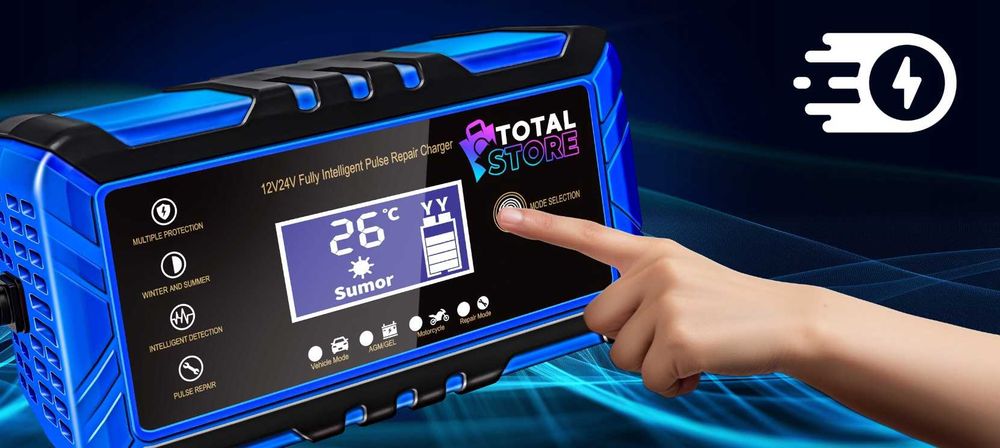 MOCNY PROSTOWNIK Do Akumulatorów Samochodowy Z Funkcją Naprawy