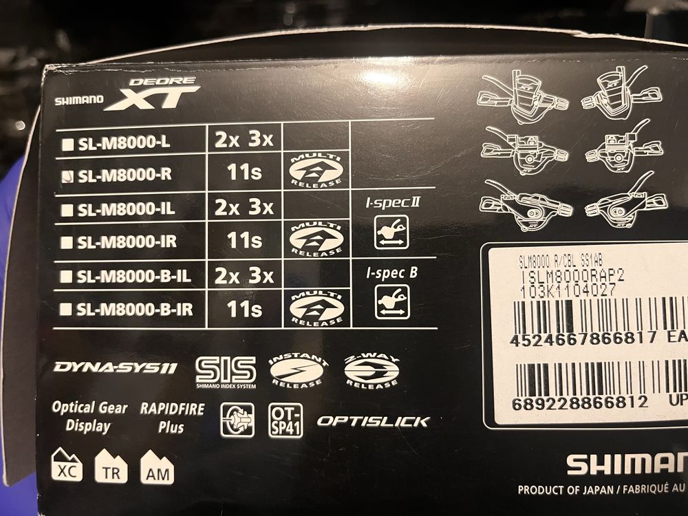 Manetka XT sl m 8000 R prawa 11s triger przerzutki