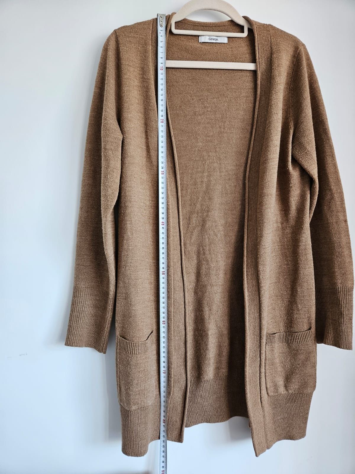Beżowy brązowy sweter S M L sweterek kardigan