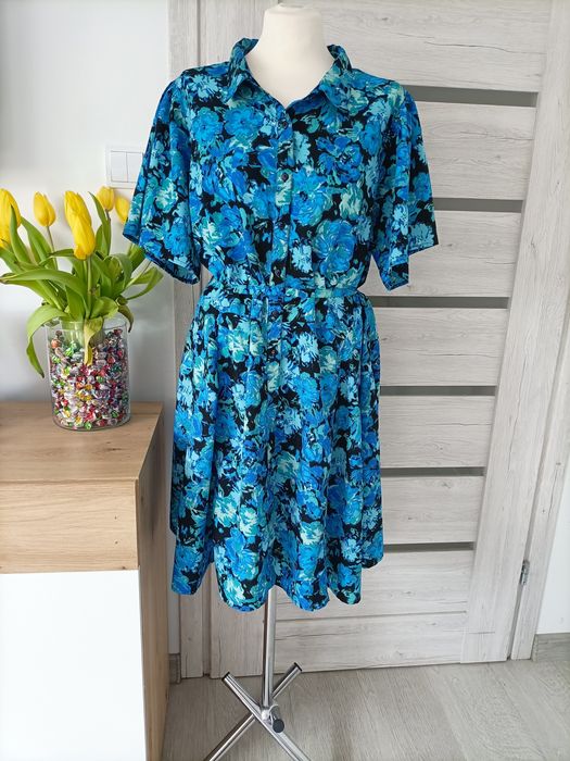 Sukienka w kwiaty letnia lato wiosna zwiewna luźna elegancka codzień