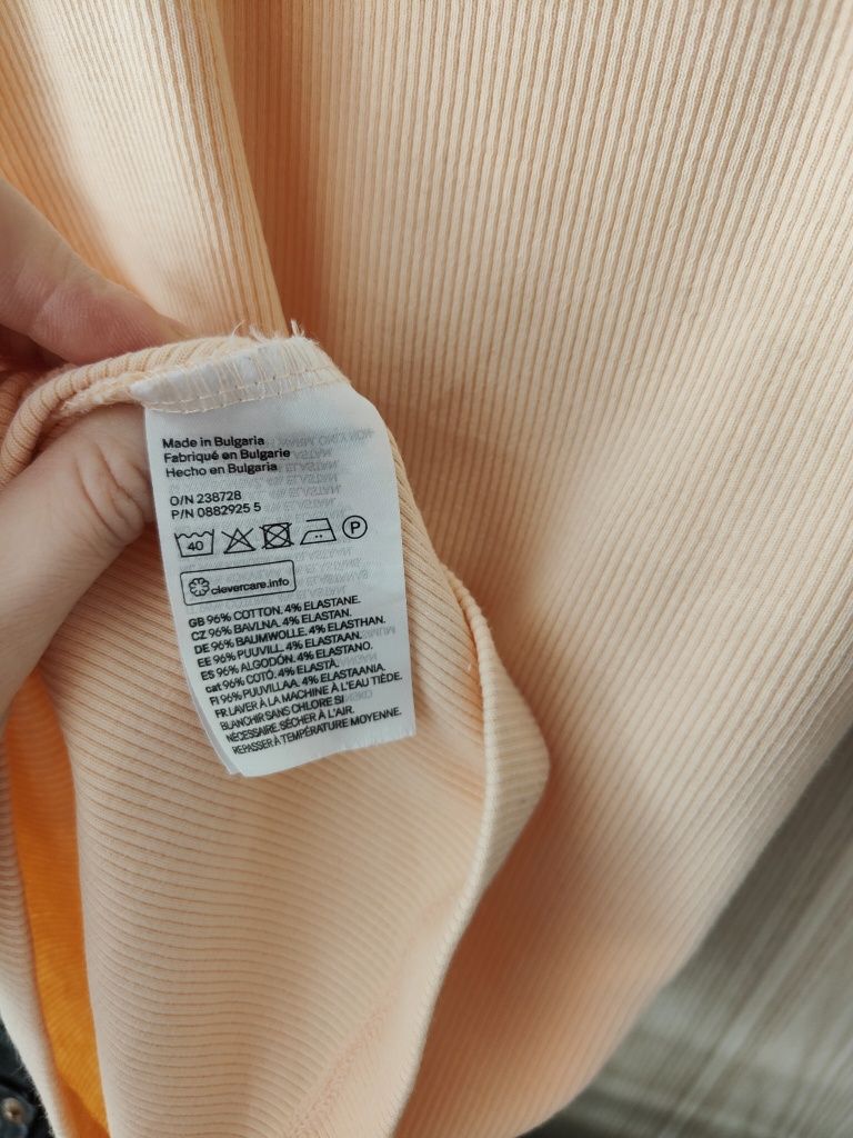 Prążkowany top na ramiączkach, H&M xS 34 z bawełny dekolt halter lato
