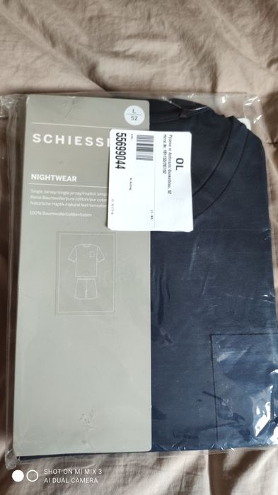 Schiesser męska piżama rozm 52 granat antracyt