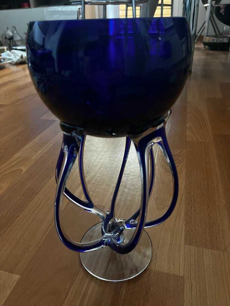 Puchar kielich szklany niebieski 28 cm