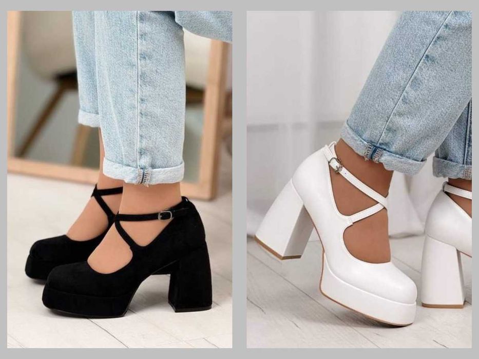 Туфлі з ремінцем на платформі та каблуку, туфли на платформе 36-40р